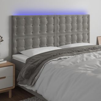 vidaXL Cabecero Con Luces Led Terciopelo Gris Claro 180x5x118/128 Cm Vidaxl