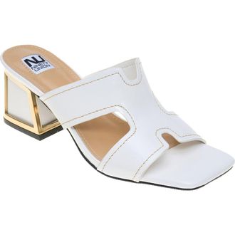 Ninety Union Bright Block Heel Slide Sandal in White at Nordstrom Rack, Size 13
