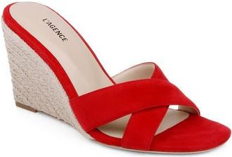 L'agence Rosaline Espadrille Wedge Slide Sandal in Red Suede at Nordstrom, Size 6.5