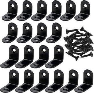 OEM Set Di 20 Staffe Angolari A L Con 40 Viti, Staffe Angolari In Acciaio Inox Per Legno, Nere