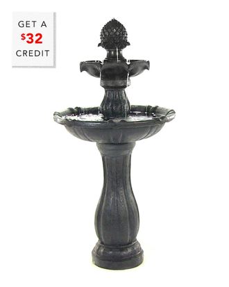 Sunnydaze 2-Tier Pineapple Solar Outdoor Water Fountain W/ Battery With $32 Credit
