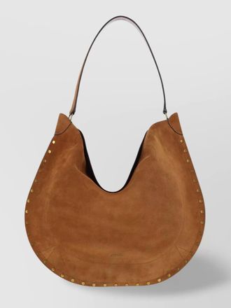 Isabel Marant curved suede studded single strap bag