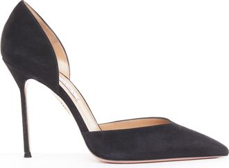 Aquazzura Black Suede Point Toe Pumps