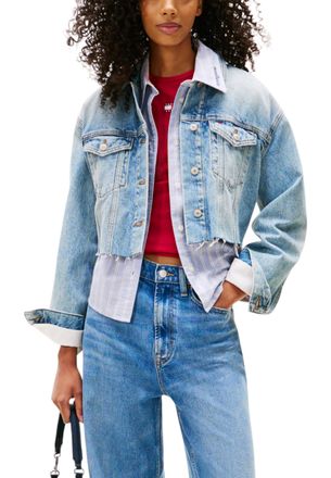 Tommy Hilfiger Womens Cropped Denim Jacket - Light Blue Cotton - Size X-Small
