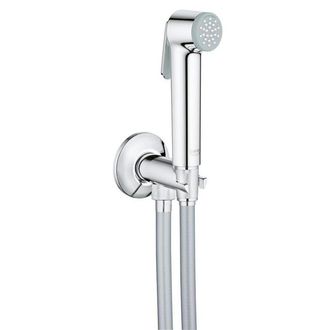 GROHE Tempesta-F Trigger Spray 30 Handdoucheset - 1 straalsoort - rond - met houder - met ge&iuml;ntegreerde hoekstopkraan - gladde slang - 125cm - chroom