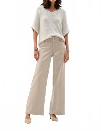 Joseph Ribkoff Featherweave Denim Wide Leg Jeans With Rhinestones In Moonstone