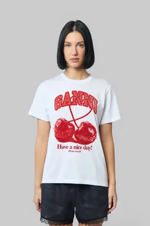 Ganni Basic Cotton Jersey Cherry With Caviar