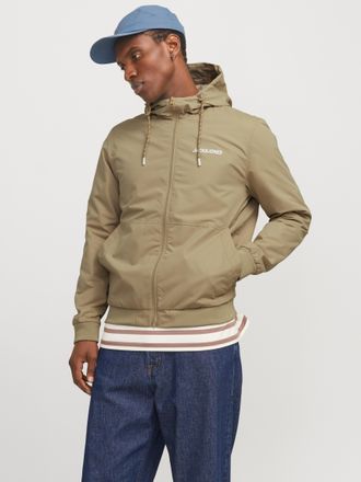 Jack & Jones Blouson JACK & JONES JJERUSH mit Kapuze, Herren, Gr. XXL, crockery detail:solid, Web, Obermaterial: 100% Polyester, unifarben, slim fit taillenbedeckt