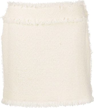 Alberta Ferretti tweed-design mini skirt - women - Silk/Polyamide/Virgin Wool - 40 - White