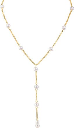 Jardin Faux Pearl Lariat Necklace in White/Gold at Nordstrom Rack