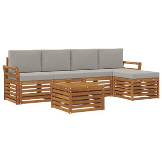 vidaXL Conjunto De Sof&aacute;s De Exterior 6 Pcs Gris Natural Y Claro Vidaxl