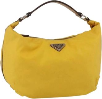 Prada Pre-owned Shoulder Bags, female, Yellow, Size: ONE SIZE Pre-owned Vintage Nylon Shoulder Bag