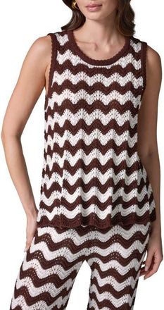 DKNY Scallop Stripe Sleeveless Pointelle Sweater in Canyon/Cre at Nordstrom, Size X-Large