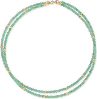 Bony Levy 14K Iris Emerald Beaded Tennis Necklace in 14Ky Gold at Nordstrom, Size 16