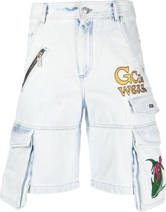 GCDS cargo denim shorts - men - Cotton/Polyester/Cotton - 33 - White