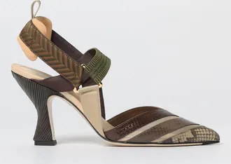 Fendi Slingback Colibrì Fendi in nylon e pelle stampa pitone