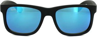 Ray-Ban Rectangle Black Blue Mirror Sunglasses