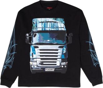 Pleasures Sweater met digitale print en lange mouwen - Zwart