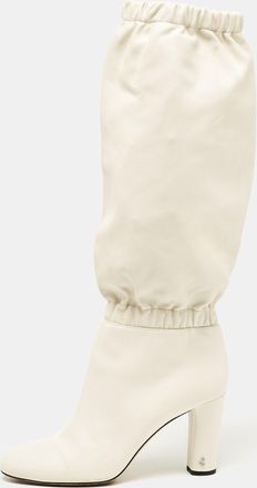 Jimmy Choo London White Leather Maxyn Knee Length Boots