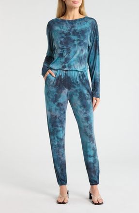 Go Couture Long Sleeve Jumpsuit in Blue/Grey at Nordstrom Rack, Size Medium