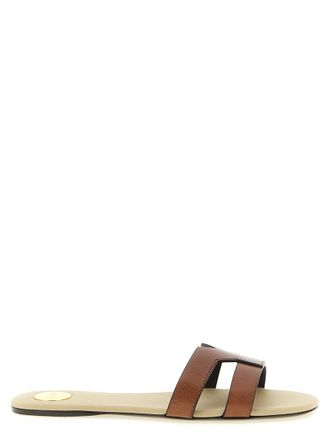 Saint Laurent Brown Slip On Sandals