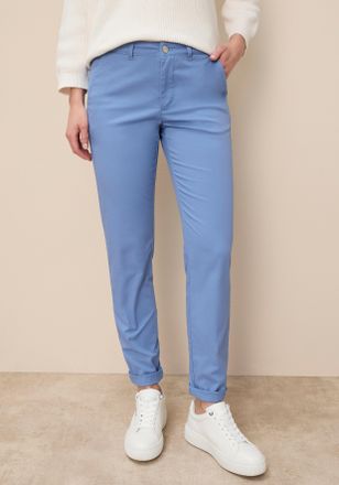 Tamaris Chinohose TAMARIS, Damen, Gr. 34, N-Gr, blaugrau, Web, Obermaterial: 98% Baumwolle, 2% Elasthan, unifarben, Basic, figurbetont kn&ouml;chelfrei, Hosen Chin