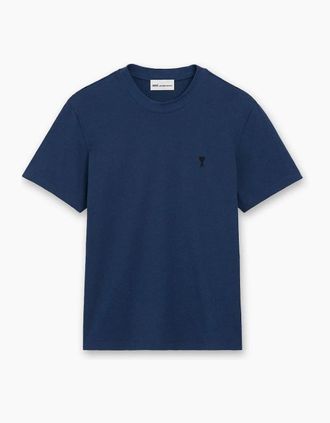 Ami Mens Ami Paris Ami De Coeur Heart T-Shirt Blue Ink - Navy - Size: 40
