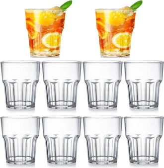 OEM Vaso Acrylico - 250 Ml - Base Octogonal - Sin Bpa - Apilable - Para C&oacute;cteles Picnic Fiesta - Pack De 10