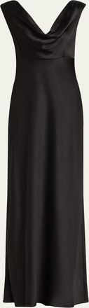 Vince Draped Satin Cowl-Neck Dress