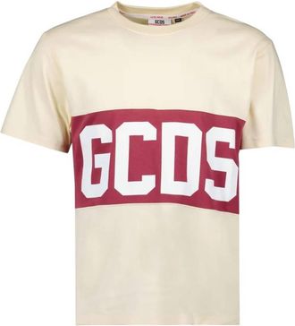 GCDS Stripe Logo Band Cotton T-Shirt, Size X-Small