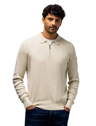 State of Art Trui State of Art half zip beige
