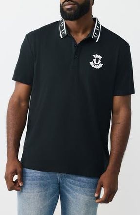 True Religion Piqu&eacute; Knit Polo in Jet Black at Nordstrom Rack, Size X-Large