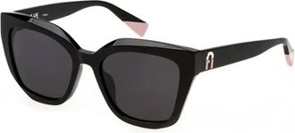 Furla Stijlvolle zonnebril met donkergrijze lenzen - unisex - Zonnebrillen - Zwart - 54 MM - Accessoires