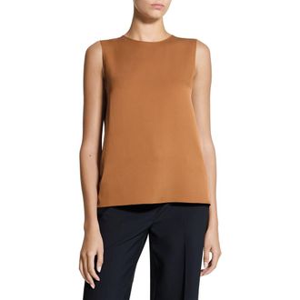 Theory Sleeveless Silk Blouse in Bright Cognac at Nordstrom, Size Xx-Large