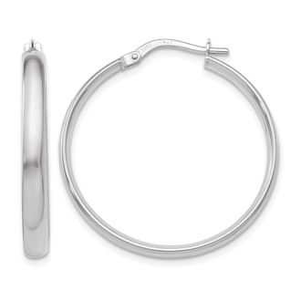 Diamond2Deal 10K White Gold Round Hoop Earrings