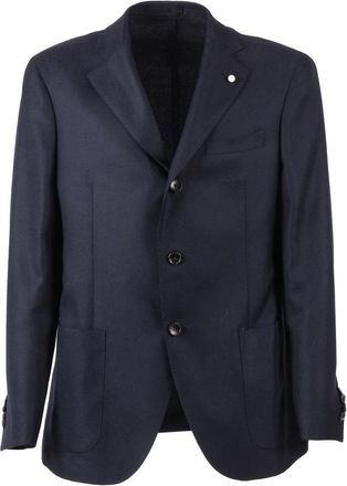 Luigi Bianchi Mantova Getailleerde Single-breasted Blazer - Heren - Blazers - Blauw - 2XL - Leer - Jassen