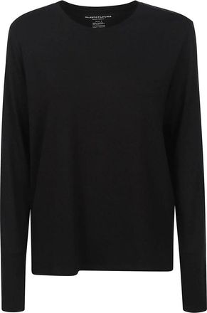 Majestic Filatures Zwarte Viscose T-shirts en Polos - Dames - Longsleeves - Zwart - L - Tops