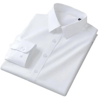 Generic Mens Long Sleeve Shirts Business Formal Dress Shirt Standard Fit Casual Workwear Shirts White 40