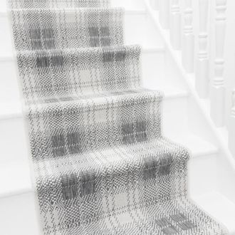 Runrug Stair Runner Carpet - Reversible & Durable, 2mm - Plaid in Grey | Size: 60 cm x 720 cm