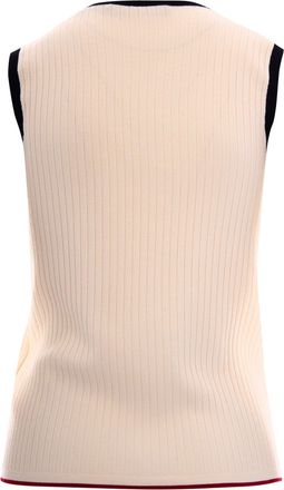Max Mara Womens Sleeveless Viscose Top White-Blue Jumpers White/blue Sweater