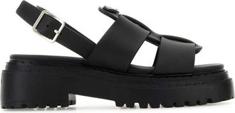 Prada Black Leather Sandals