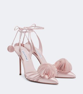 Aquazzura Wild Bloom satin slingback pumps