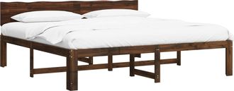 vidaXL Cama Doble Con Cabecero Rostock Marr&oacute;n Oscuro 180 X 200 Cm Vidaxl