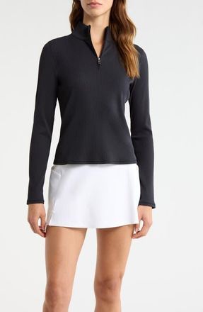 G/Fore Rib Knit Quarter Zip Top in Onyx at Nordstrom, Size X-Large