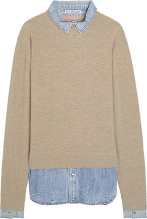 Acne Studios Layered Denim Shirt Wool Jumper - Beige - S (UK8-10 / S)