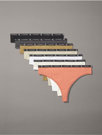 Calvin Klein Womens Calvin Klein 1996 Cotton Stretch 7-Pack Modern Thong - Multi - XS