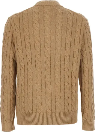 Polo Ralph Lauren Mens Zip Collar Cotton Sweater Beige Tops Top