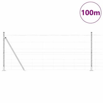 Berkfield Home Modern Field Fence 1x100 m Galvanised Steel in Silver
