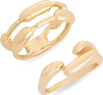 Leith Set of 2 Abstract Rings in Gold at Nordstrom Rack, Size Small/medium