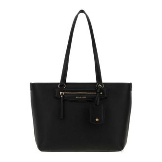 Michael Kors Jet Set Travel Medium Pebbled Leather Tote - Dames - Tassen - Zwart - Maat: ONE Size Leer